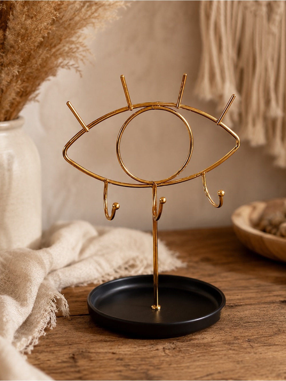 Modern Luxe Evil Eye Gold Eye Shaped Jewelry Stand Holder